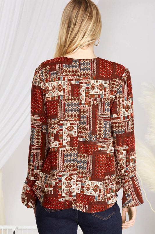 Bell long sleeve v-neck shirt