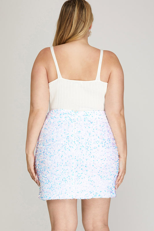 White sequin skirt