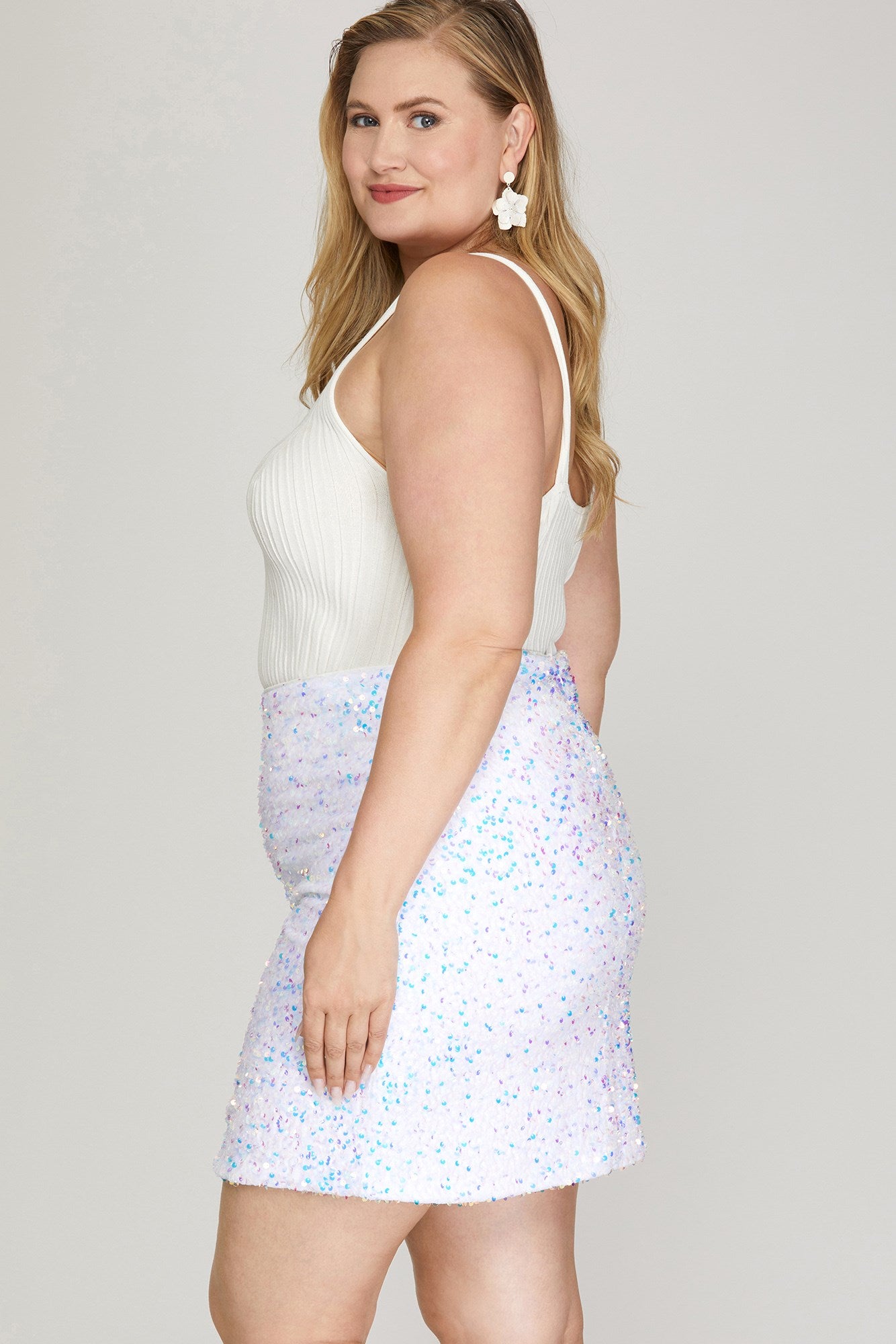 White sequin skirt