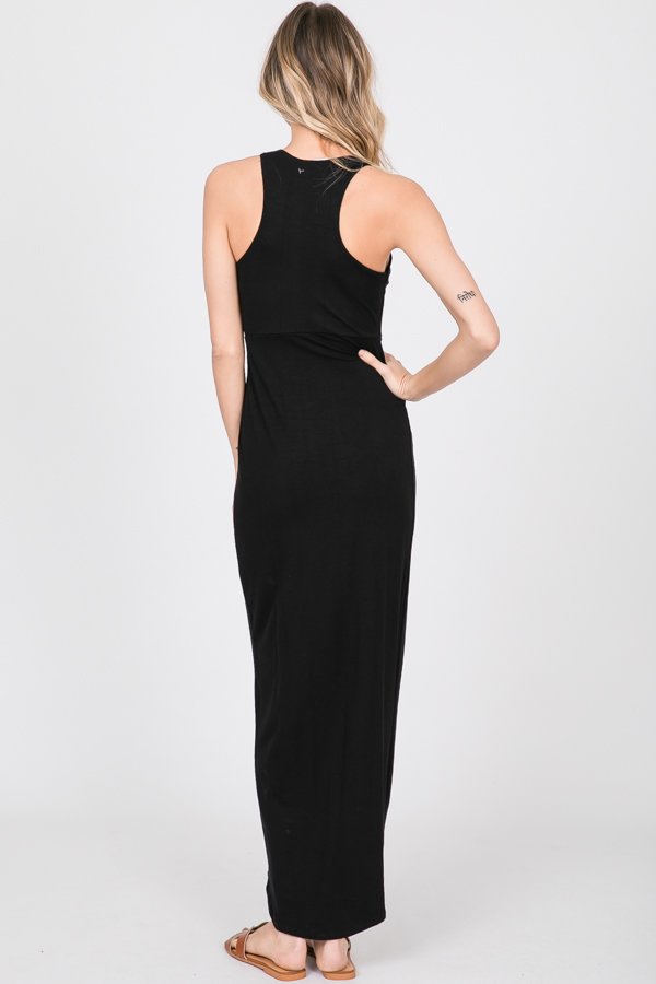 Black Solid Maxi Dress