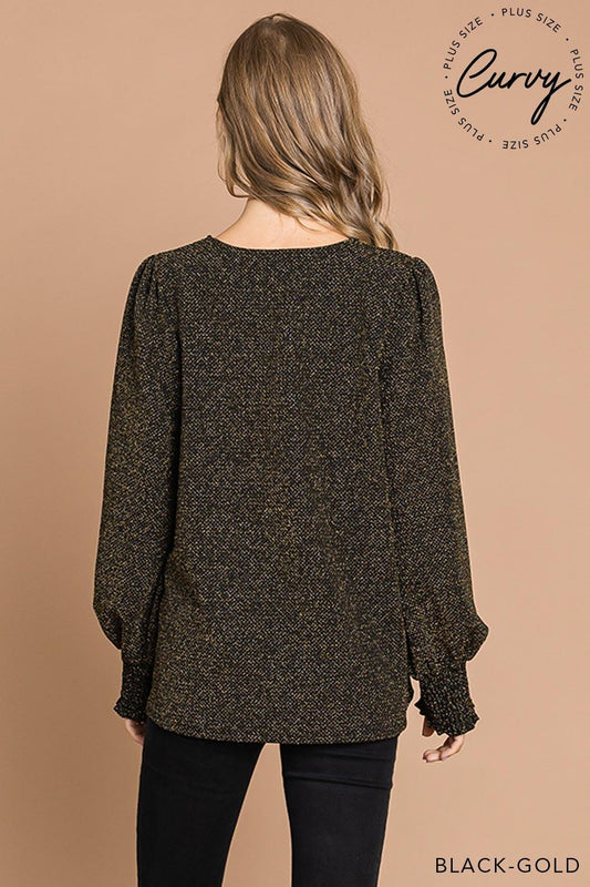 Black and Gold Knit Top PLUS