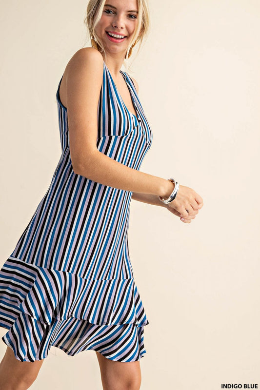 Striped Flared Knit Dress
