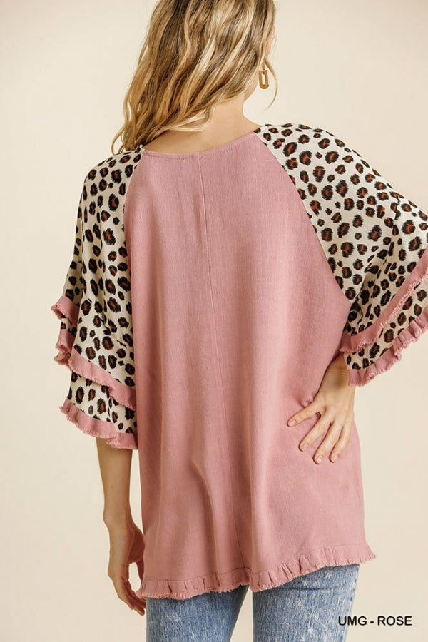 Rose & Cheetah Print Top
