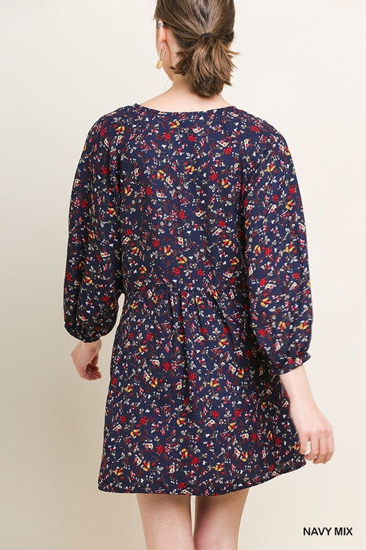 Above Knee Navy Floral Dress