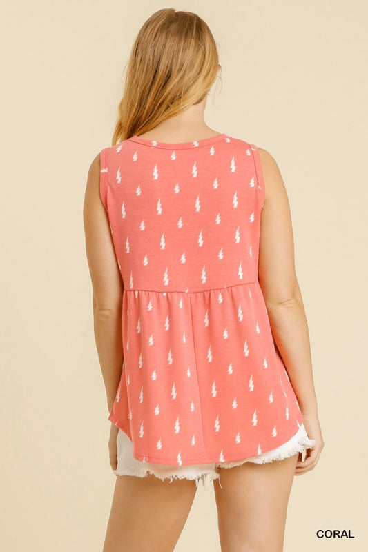 Coral Printed Top