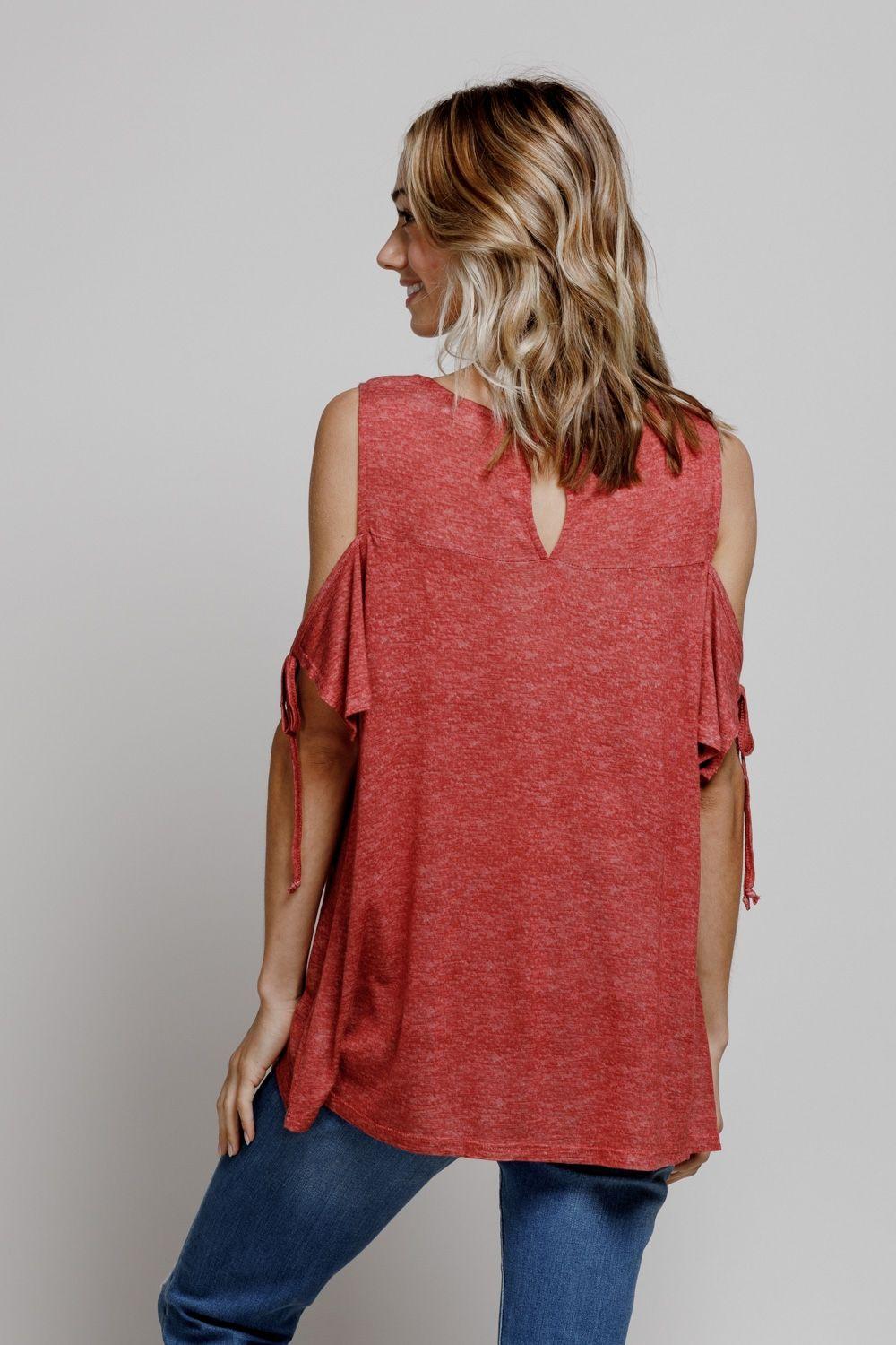 Off Shoulder Self Tie Sleeve Top