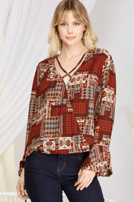 Bell long sleeve v-neck shirt