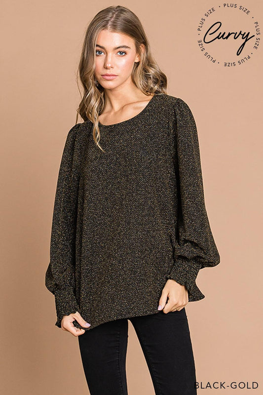 Black and Gold Knit Top PLUS