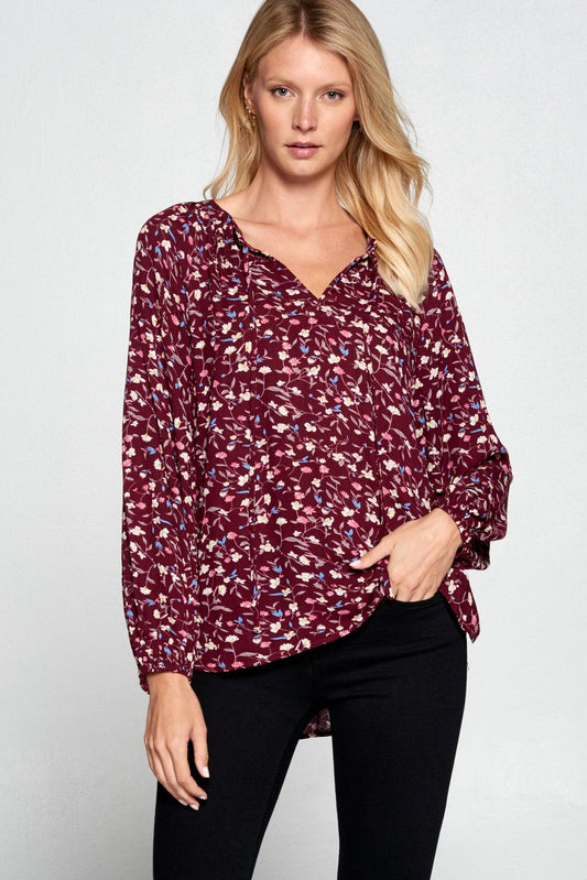 Merlot Floral Top