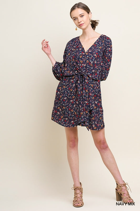 Above Knee Navy Floral Dress