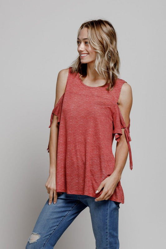 Off Shoulder Self Tie Sleeve Top